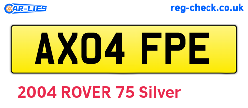 AX04FPE are the vehicle registration plates.