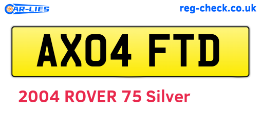 AX04FTD are the vehicle registration plates.