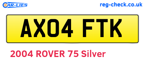 AX04FTK are the vehicle registration plates.