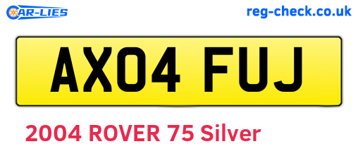 AX04FUJ are the vehicle registration plates.
