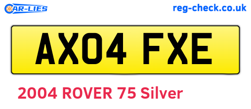 AX04FXE are the vehicle registration plates.
