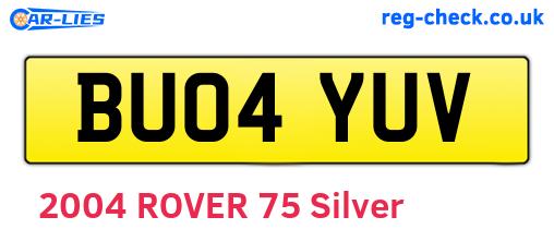 BU04YUV are the vehicle registration plates.