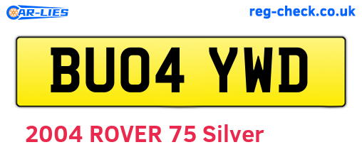 BU04YWD are the vehicle registration plates.