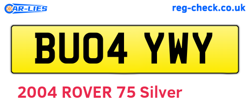 BU04YWY are the vehicle registration plates.