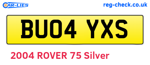 BU04YXS are the vehicle registration plates.