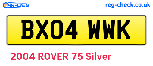 BX04WWK are the vehicle registration plates.