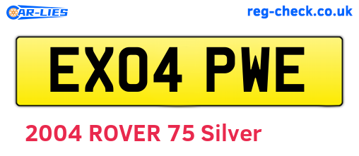 EX04PWE are the vehicle registration plates.