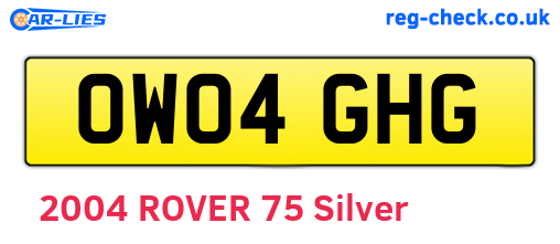 OW04GHG are the vehicle registration plates.