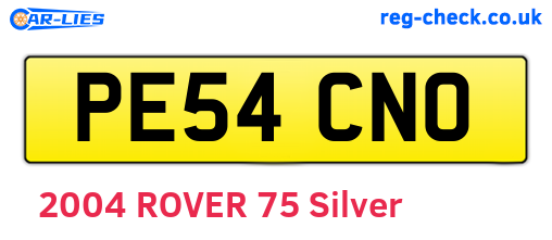 PE54CNO are the vehicle registration plates.
