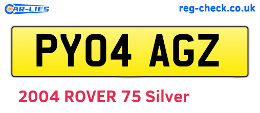 PY04AGZ are the vehicle registration plates.