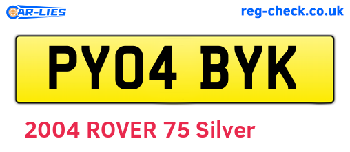 PY04BYK are the vehicle registration plates.