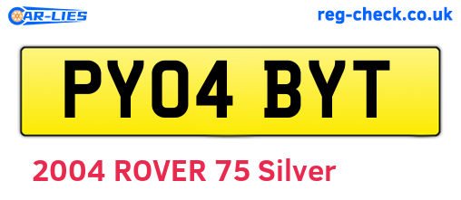 PY04BYT are the vehicle registration plates.