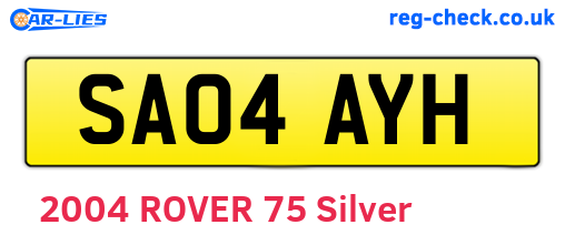 SA04AYH are the vehicle registration plates.