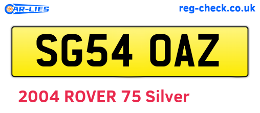 SG54OAZ are the vehicle registration plates.