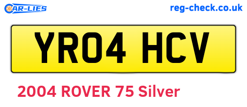 YR04HCV are the vehicle registration plates.