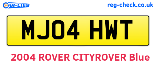MJ04HWT are the vehicle registration plates.