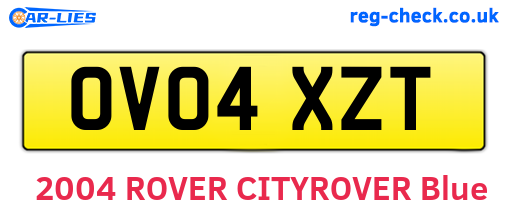 OV04XZT are the vehicle registration plates.