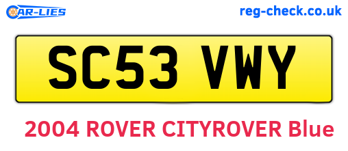 SC53VWY are the vehicle registration plates.