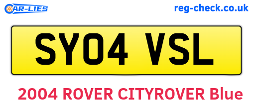 SY04VSL are the vehicle registration plates.