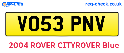 VO53PNV are the vehicle registration plates.