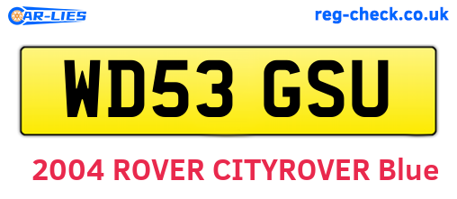 WD53GSU are the vehicle registration plates.