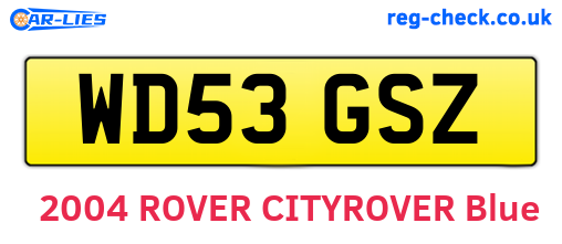 WD53GSZ are the vehicle registration plates.