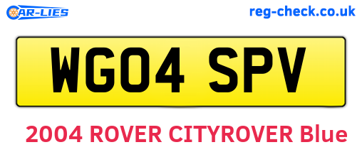 WG04SPV are the vehicle registration plates.
