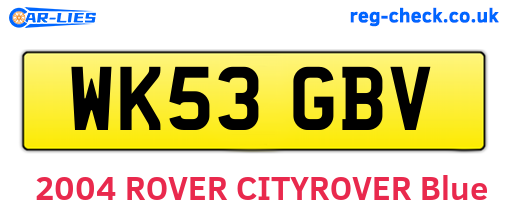 WK53GBV are the vehicle registration plates.