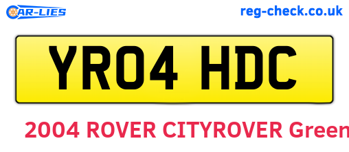 YR04HDC are the vehicle registration plates.