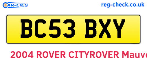 BC53BXY are the vehicle registration plates.