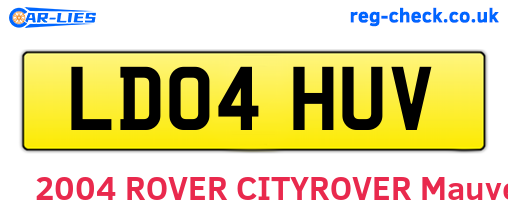 LD04HUV are the vehicle registration plates.