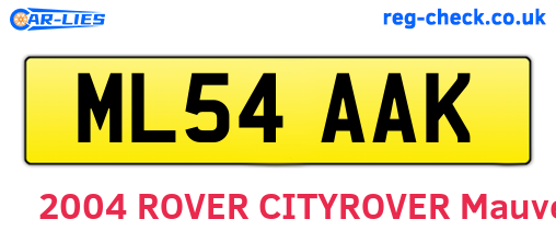 ML54AAK are the vehicle registration plates.