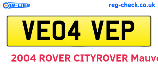 VE04VEP are the vehicle registration plates.