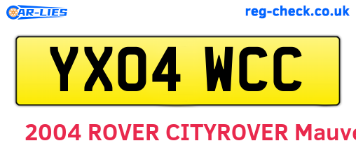 YX04WCC are the vehicle registration plates.