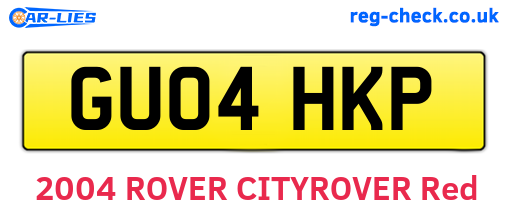 GU04HKP are the vehicle registration plates.