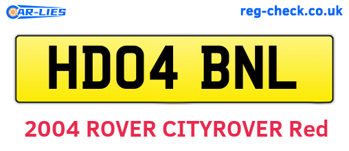 HD04BNL are the vehicle registration plates.