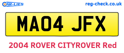 MA04JFX are the vehicle registration plates.