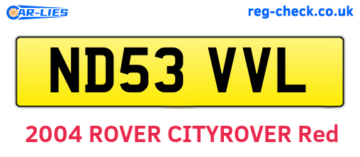 ND53VVL are the vehicle registration plates.
