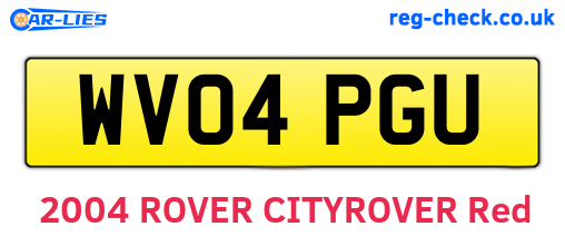 WV04PGU are the vehicle registration plates.