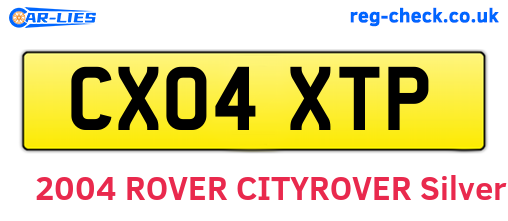 CX04XTP are the vehicle registration plates.
