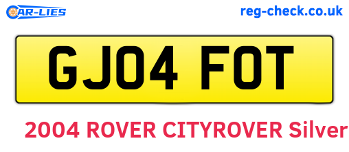 GJ04FOT are the vehicle registration plates.