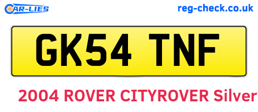 GK54TNF are the vehicle registration plates.