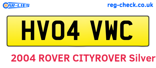 HV04VWC are the vehicle registration plates.