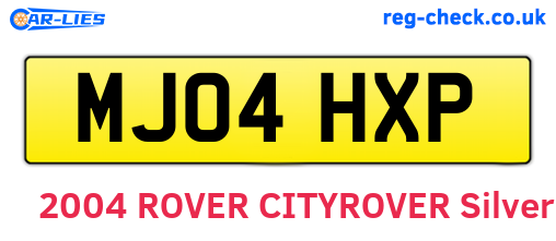 MJ04HXP are the vehicle registration plates.
