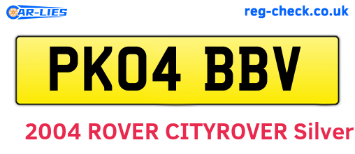 PK04BBV are the vehicle registration plates.