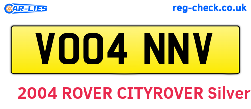 VO04NNV are the vehicle registration plates.