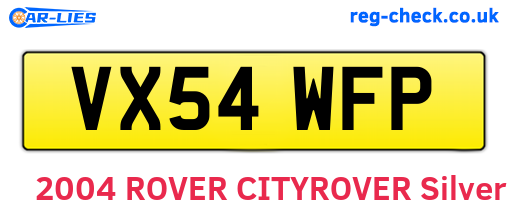 VX54WFP are the vehicle registration plates.