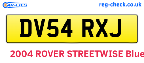 DV54RXJ are the vehicle registration plates.