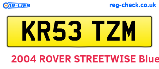 KR53TZM are the vehicle registration plates.