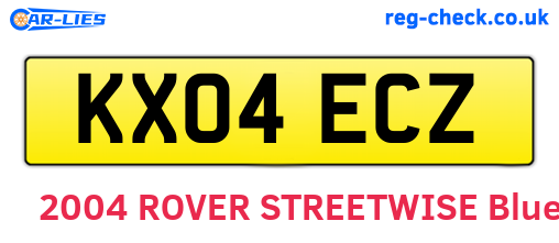KX04ECZ are the vehicle registration plates.